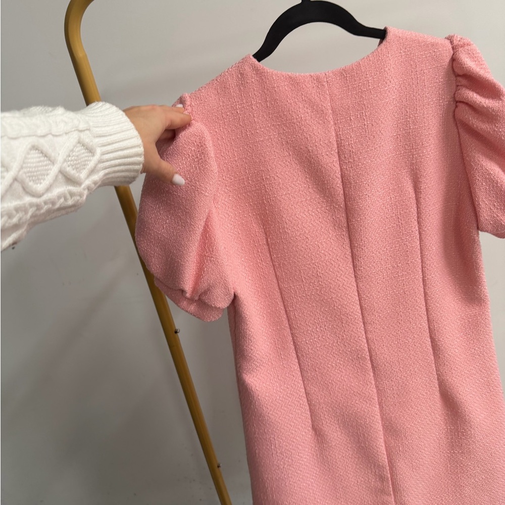 Pink Textured Button-Up Dress - Picture 3 of 4